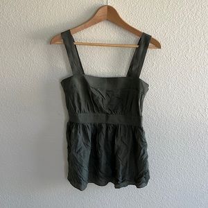 Charles Nolan 100% Silk Army Green Babydoll Tank Size S